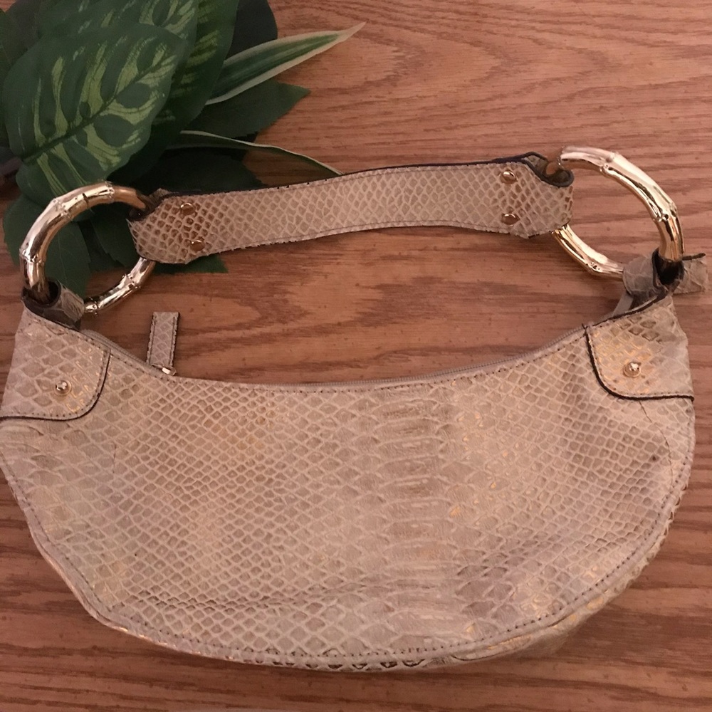 MONDANI Gold & Cream Snakeskin Bag